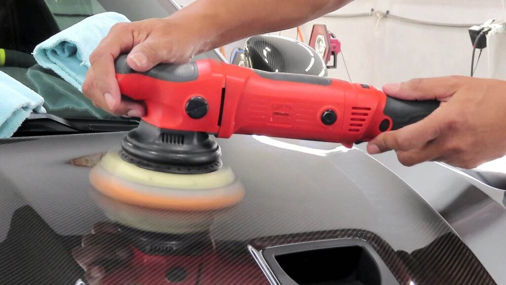 focus on paint correction with polisher
